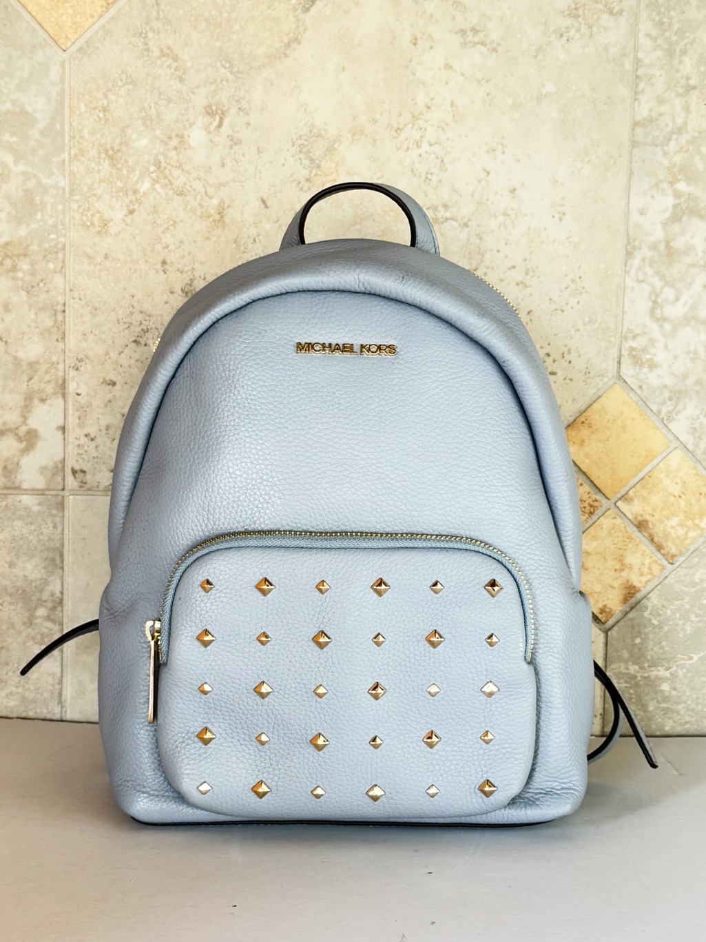 Michael Kors Erin Medium Backpack Pale Blue/Gold